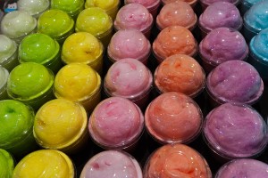 Colorful cotton candy in cups